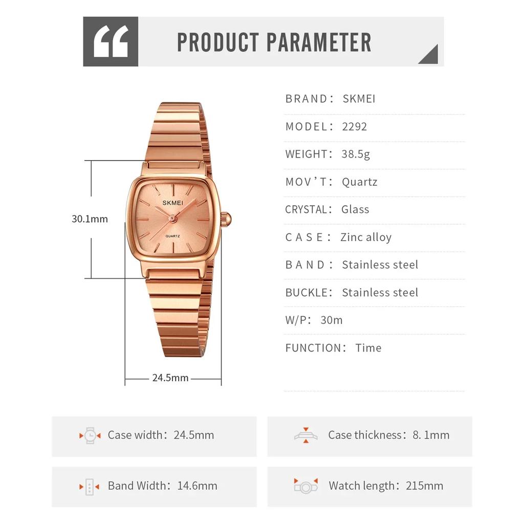 SKMEI 2292 Business Luxury Full Watches Women Quartz Wristwatch For Female Ladies Girl Waterproof Relogio Feminino Elegance
