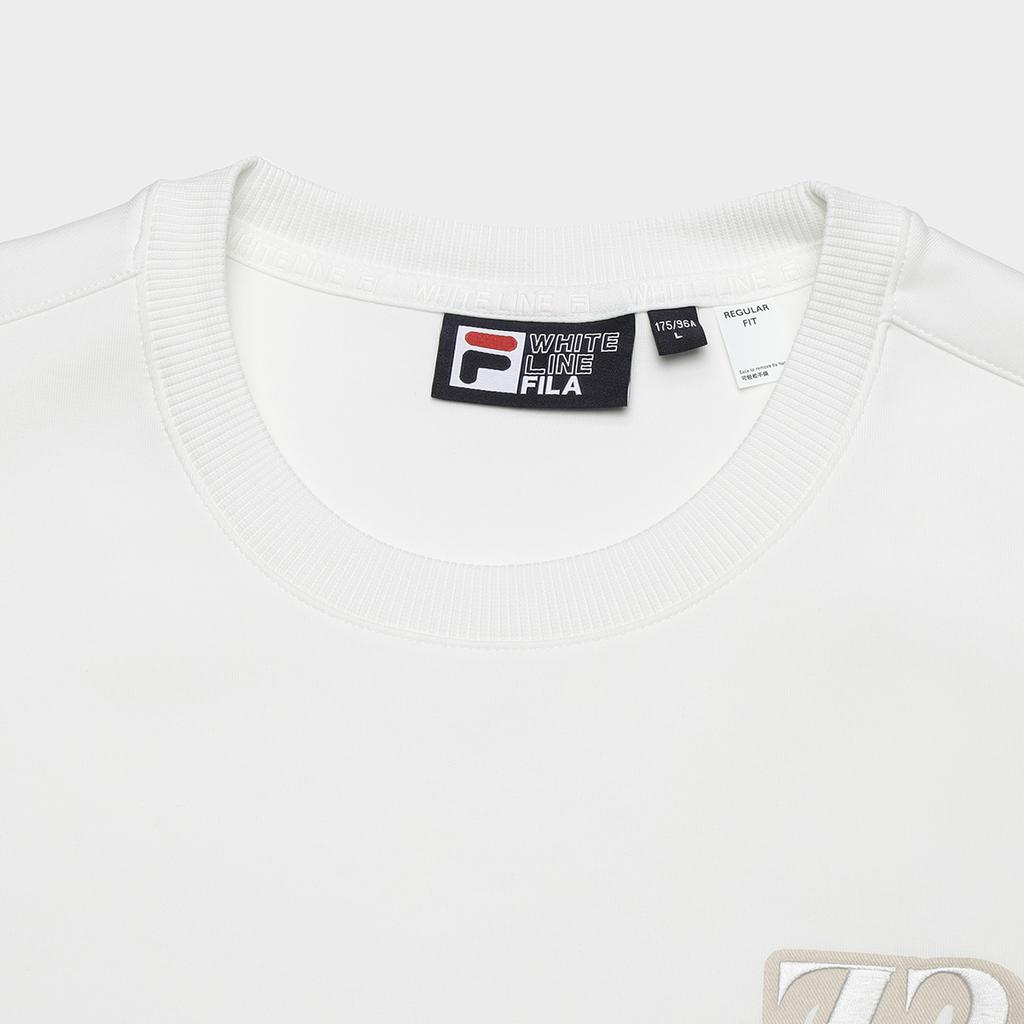 Fila Letter Print Crew Neck Casual Pullover Sweatshirt Men Sweatshirt Cloud-Mushroom-White F11M419202F-WT