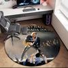1pc Famous rock singer Johnny Hallyday Round carpet Painted Printed circular carpet, home door mat, outdoor travel protection carpet