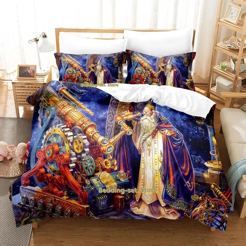 New Game Wizard Bedding Set Cartoon Anime Three-Piece Set Adult Kid Bedroom Duvetcover Sets 3D Kawaii Wizard Camas