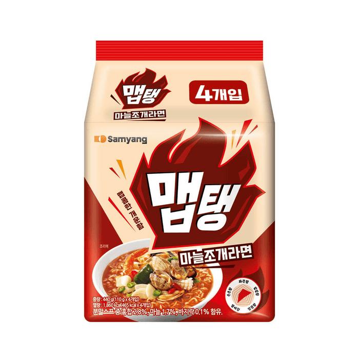 Samyang NEW Spicy Ramen MEPTAENG 3 types in Cup / Bag / Korean Noodle, Kfood, Authentic Korean Food Garlic Clam Ramen Bag 110g x 4ea