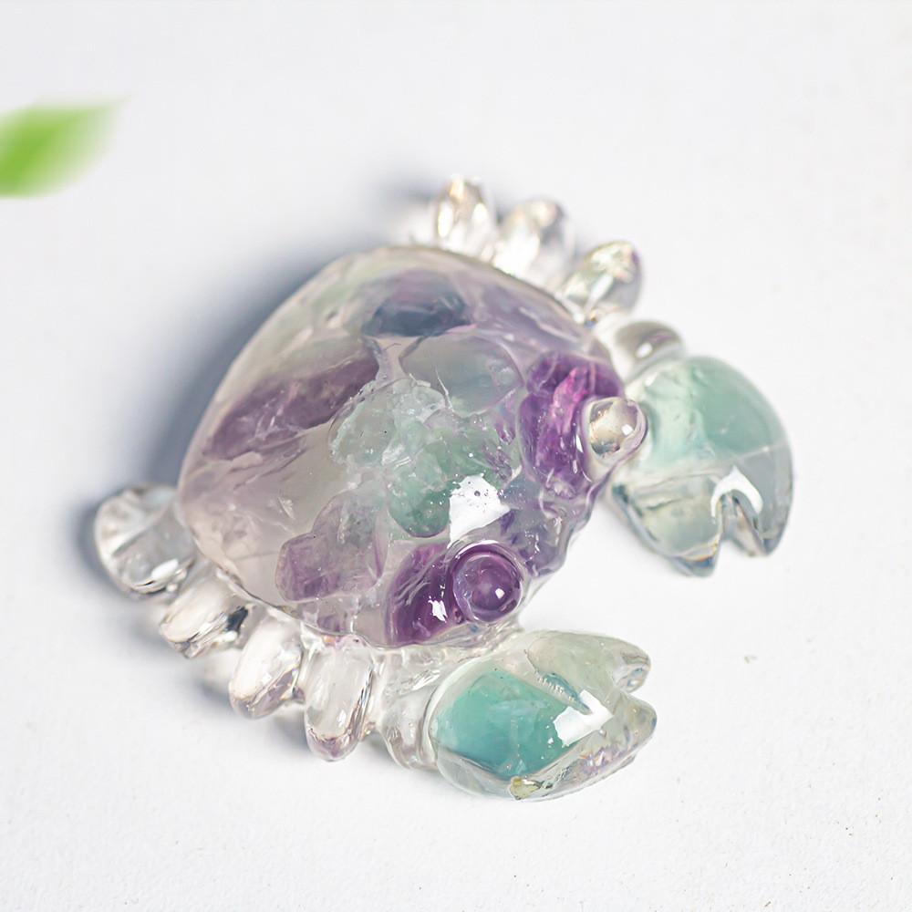 Resin Crab Figurine With Natural Crystal Material For Gift And Home Decor