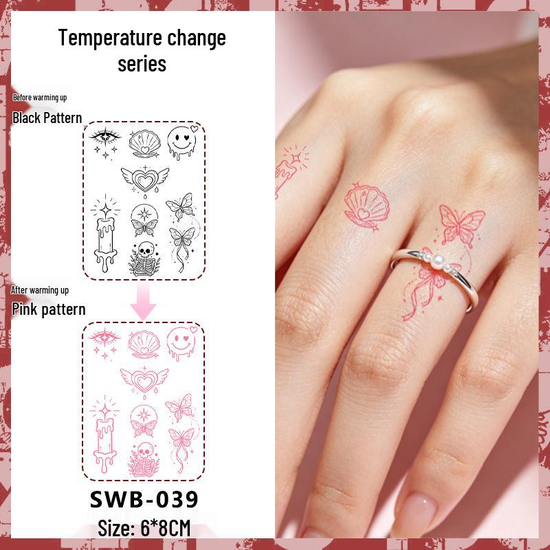 Temperature-Sensitive Succubus Finger Color-Changing Waterproof Tattoo Sticker - Cute Cartoon Design