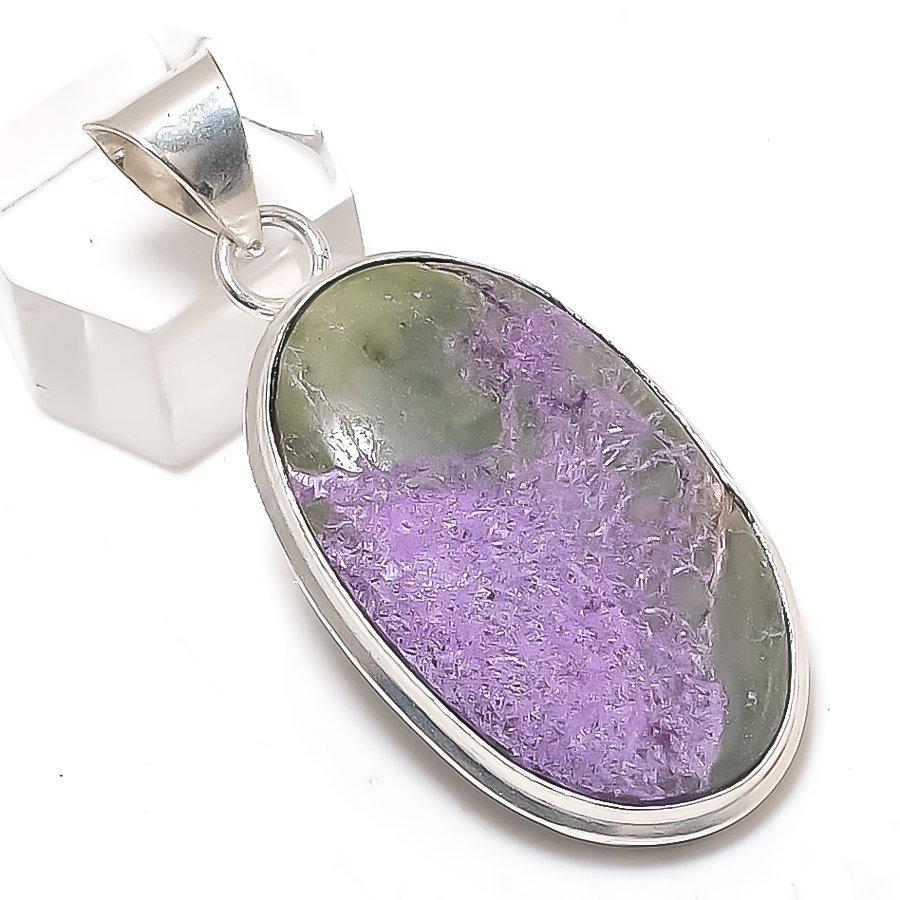 

Natural Purpurite Gemstone 925 Sterling Silver Jewelry Pendant 2.05 f4t44