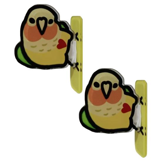 2Pcs Skateboarding Parrot Fridge Magnet Acrylic Cartoon Bird Magnetic Refrigerator Accessories Memo Note Photo Holder Decoration D