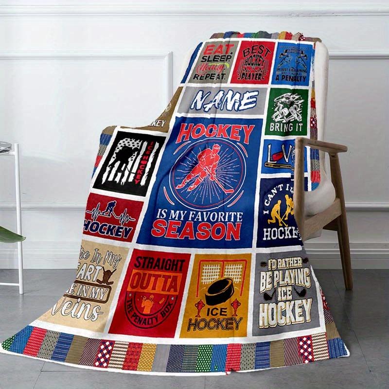 Hockey Player Customize Your Name Blanket Warm Comfortable And Soft Blankets Are Suitable For Home Chairs Office Sofas Sofas Office Camping And Gifts