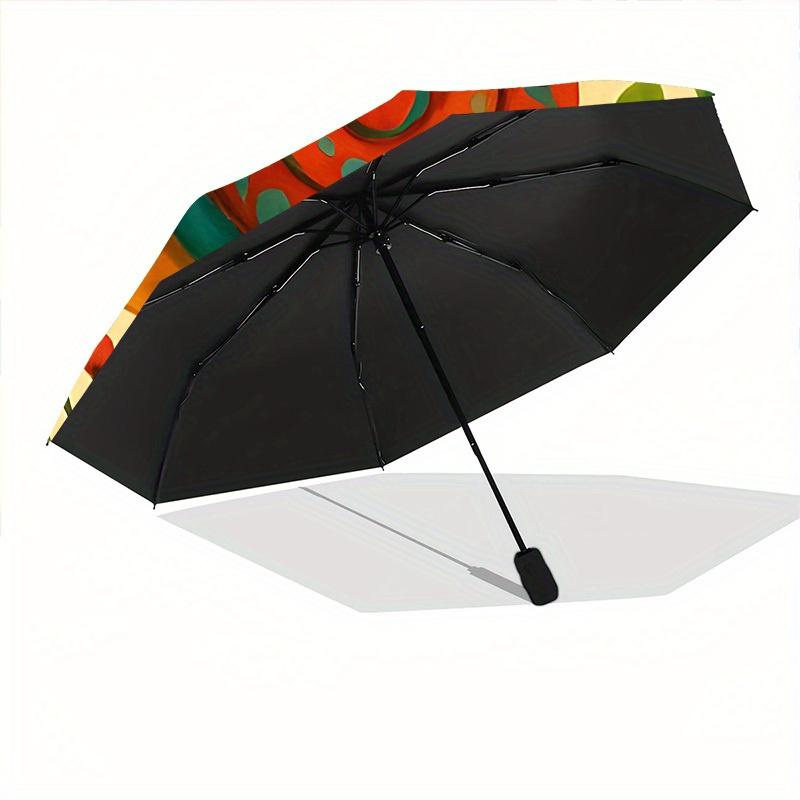 1pc Floral Snail Automatic Folding Umbrella, 8-Rib Sturdy Canopy, Portable Travel Umbrella for Outdoor Use