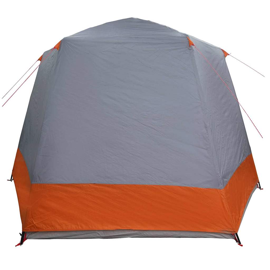 Camping Tent Hut Gray and Orange 420 X 420 X 227 Cm Polyester
