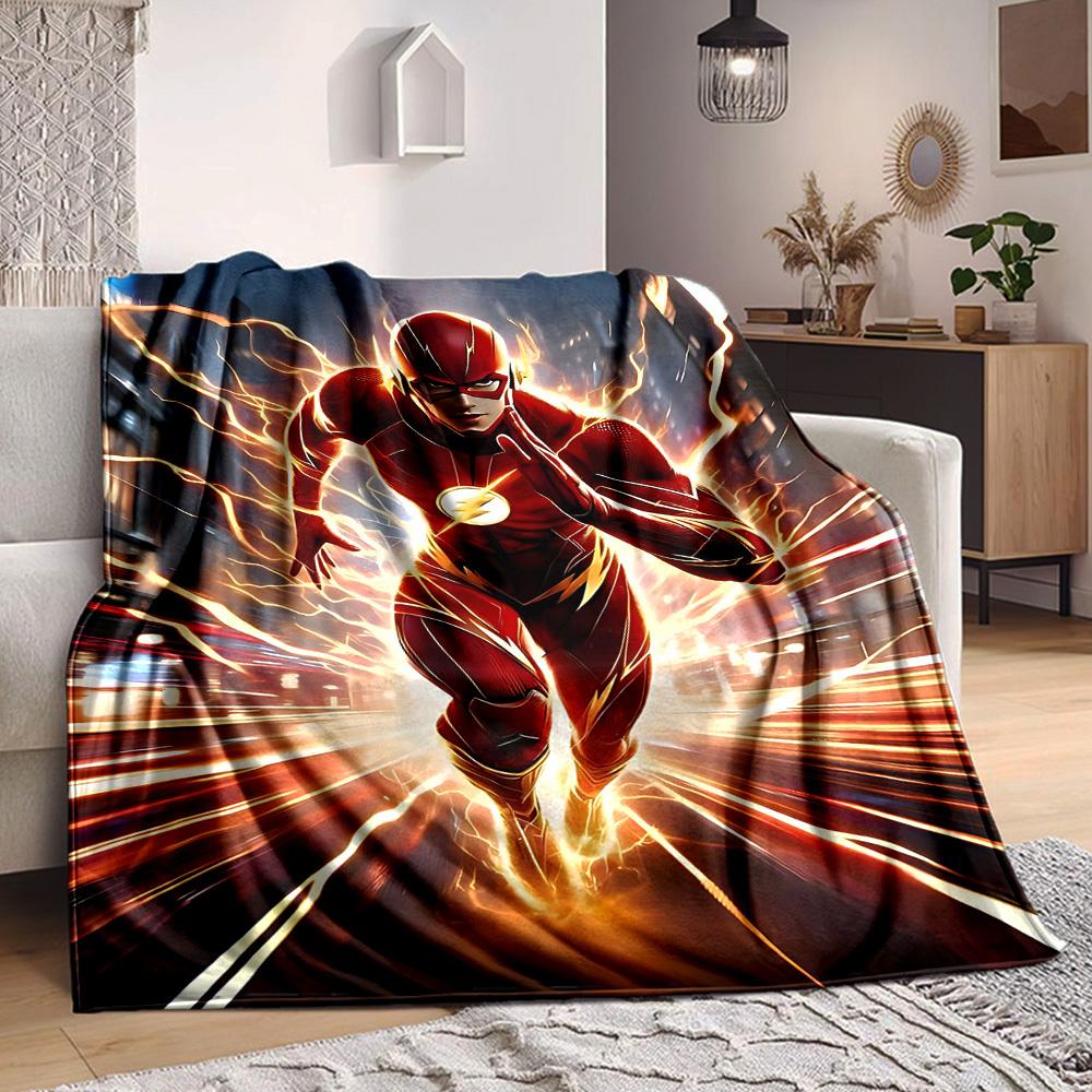 1pc Flash Speed Flannel Throw Blanket - HD Printed Lightweight Soft Warm All-Season Blanket for Sofa, Bed, Travel, Camping 150