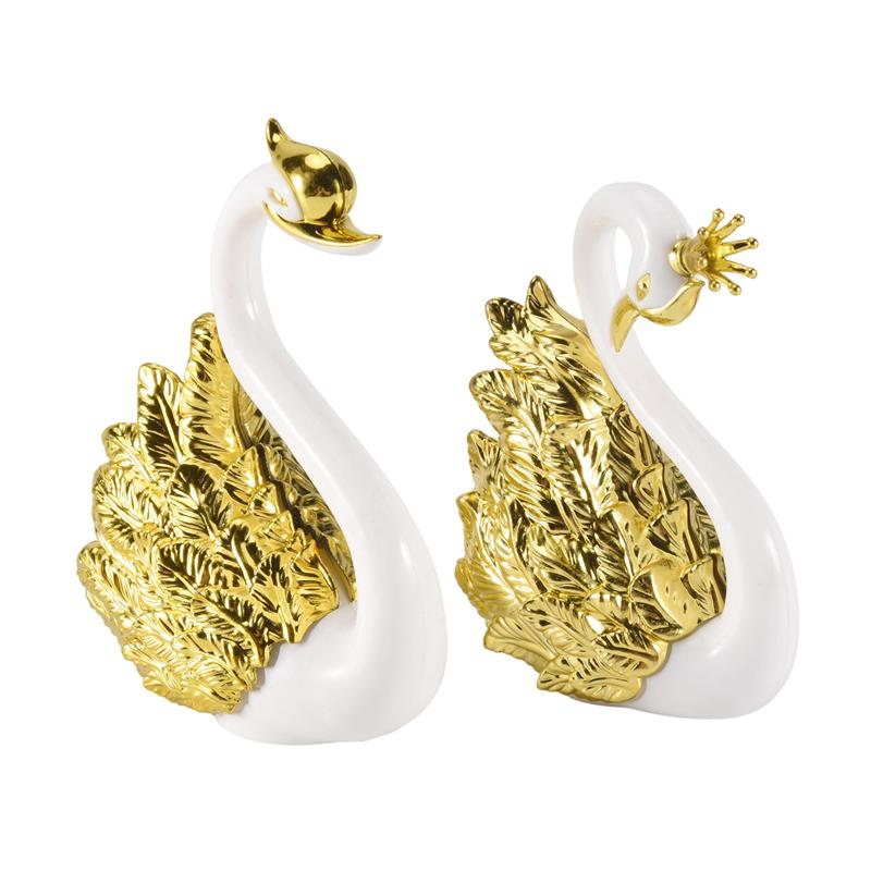 

2025 Trend 2 Pieces Of Swan Ornaments Figurines,Swan Cake Decoration,Car Figurines Decoration,Home Wedding Christmas Decoration