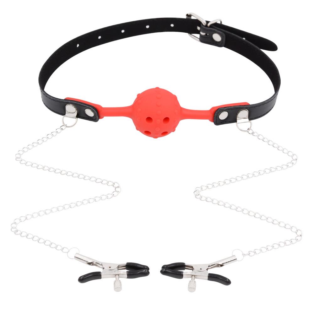 SM Training Props Silicone Mouth Ball Ball Gag Sexy Nipple Clamp Men and Women Bondage and Discipline Adult Sex Product