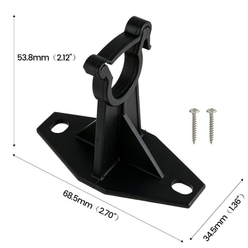 Hinged Clamp Gas Regulator Bracket, Black Nylon Mount with Snap Closure and Screw Base for Recreational Vehicle Cabinet Panel Installation