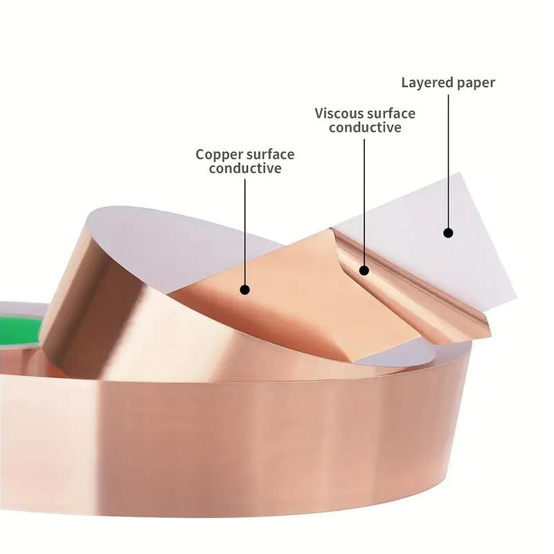 1 Roll Conductive Copper Tape DIY Crafts Shielding Tape for Slug & Snail Repellent Copper Foil Tape Versatile 20m