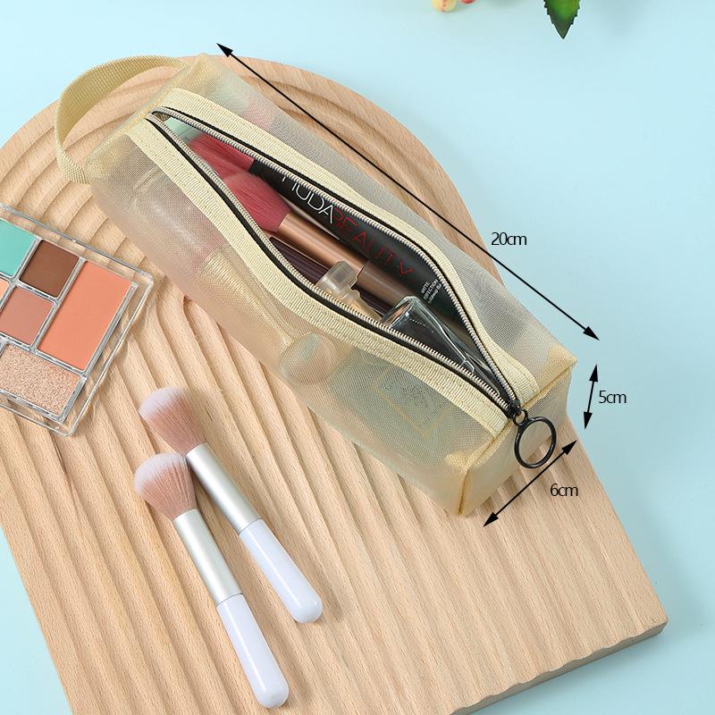 Portable Black Mesh Makeup Brush Bag for Eyebrow, Eyeliner, Eyeshadow & Powder Brushes