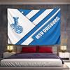 Blue and White Geometric Design with Zebra Motif and MSV Duisburg Text. Patterned Tapestry for Bedroom and Living Room Home Decor