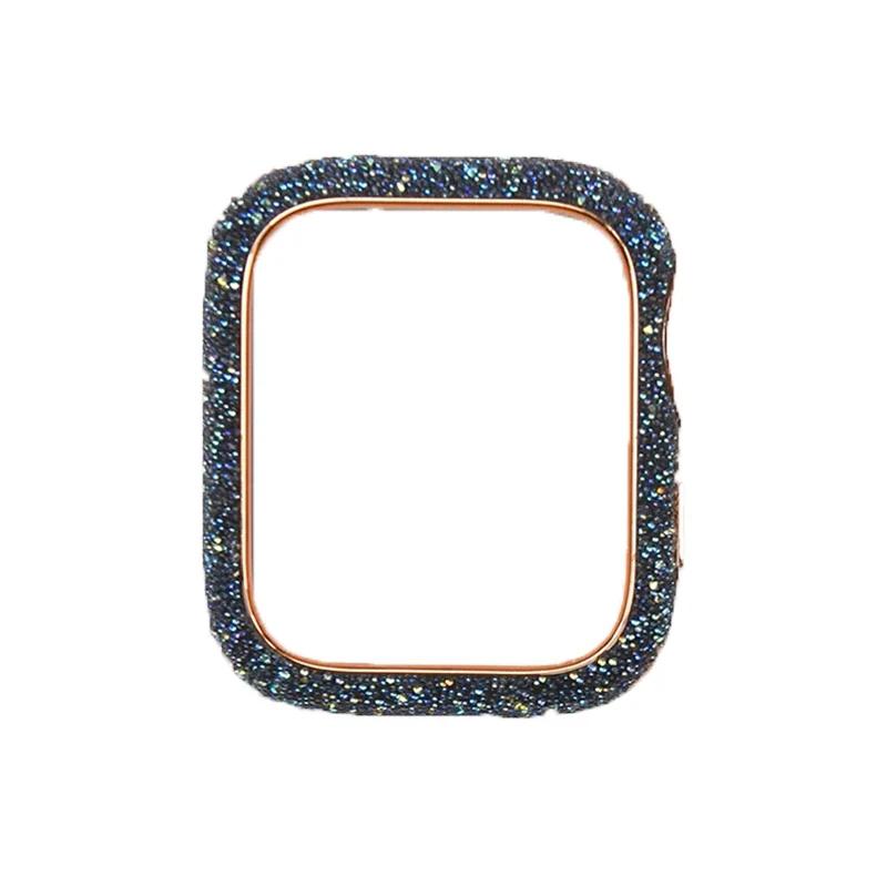 

Бриллиантовая накладка для корпуса Apple Watch 45 мм 41 мм 44 мм 40 мм Блестящий бампер Защитная пленка для экрана для Apple Watch Series 9 8 7 4 5 6 Se Корпус 40mm синий