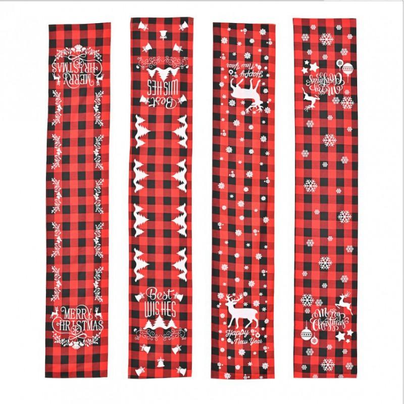 Christmas Table Runner Red Black Plaid Fabric Decor Dining