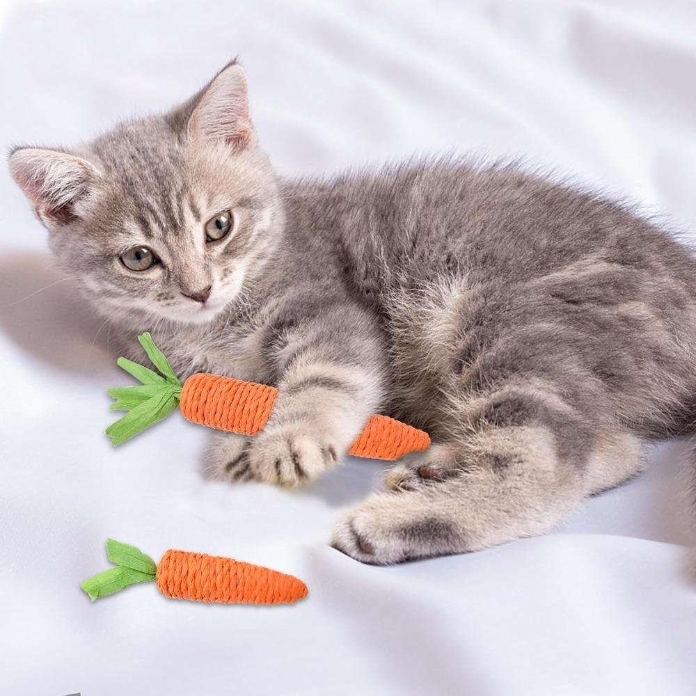 Cat Toys Self-entertainment Carrot Teething and Cat Teasing Sticks, Bite-resistant and Scratch-resistant Teething and Clawing