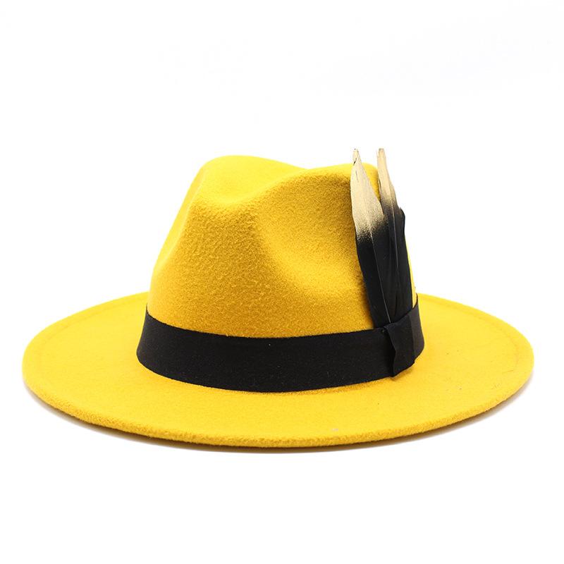 Panama Top Hat British Versatile Flat Edge Jazz Hat Woolen Top Hat Men'S And Women'S Hats