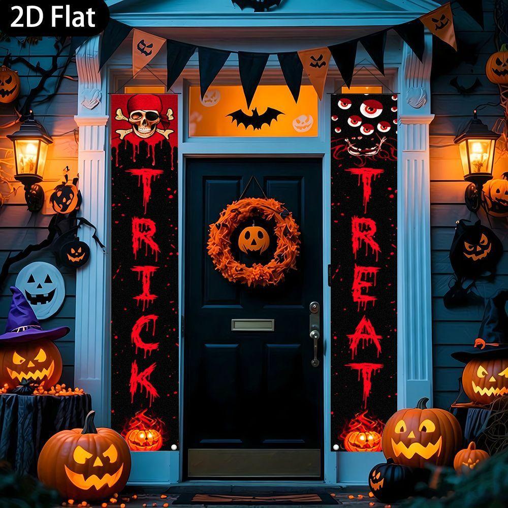 2D Flat, 2D Flat - 2D Flat, 2D Flat - 2D Flat 2pcs Banner Halloween TRICK OR TREAT Door Banner (11.8 X 70.8 Inches / 30 X 180 Cm) Pirate Skull Blood D