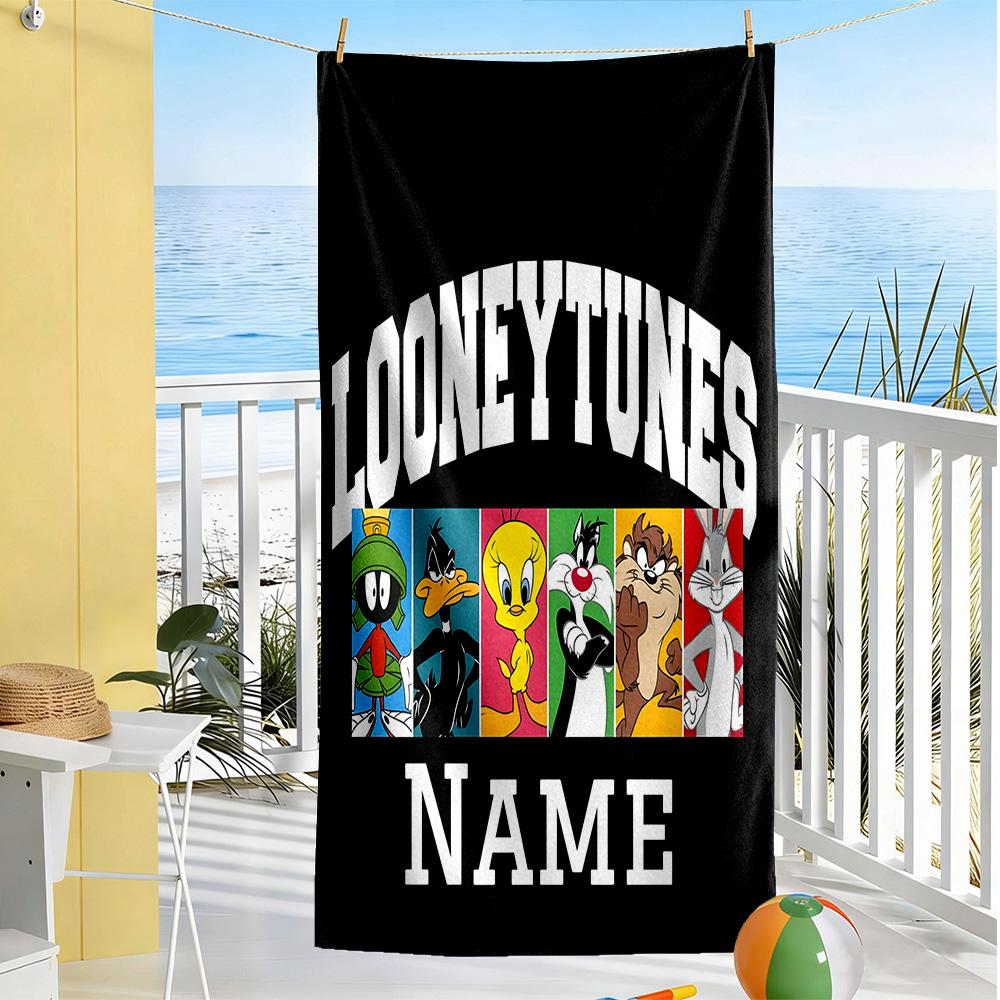 Warner Bros. Works Personalized Text Beach Towel Super Soft Microfiber Quickdry Fabric