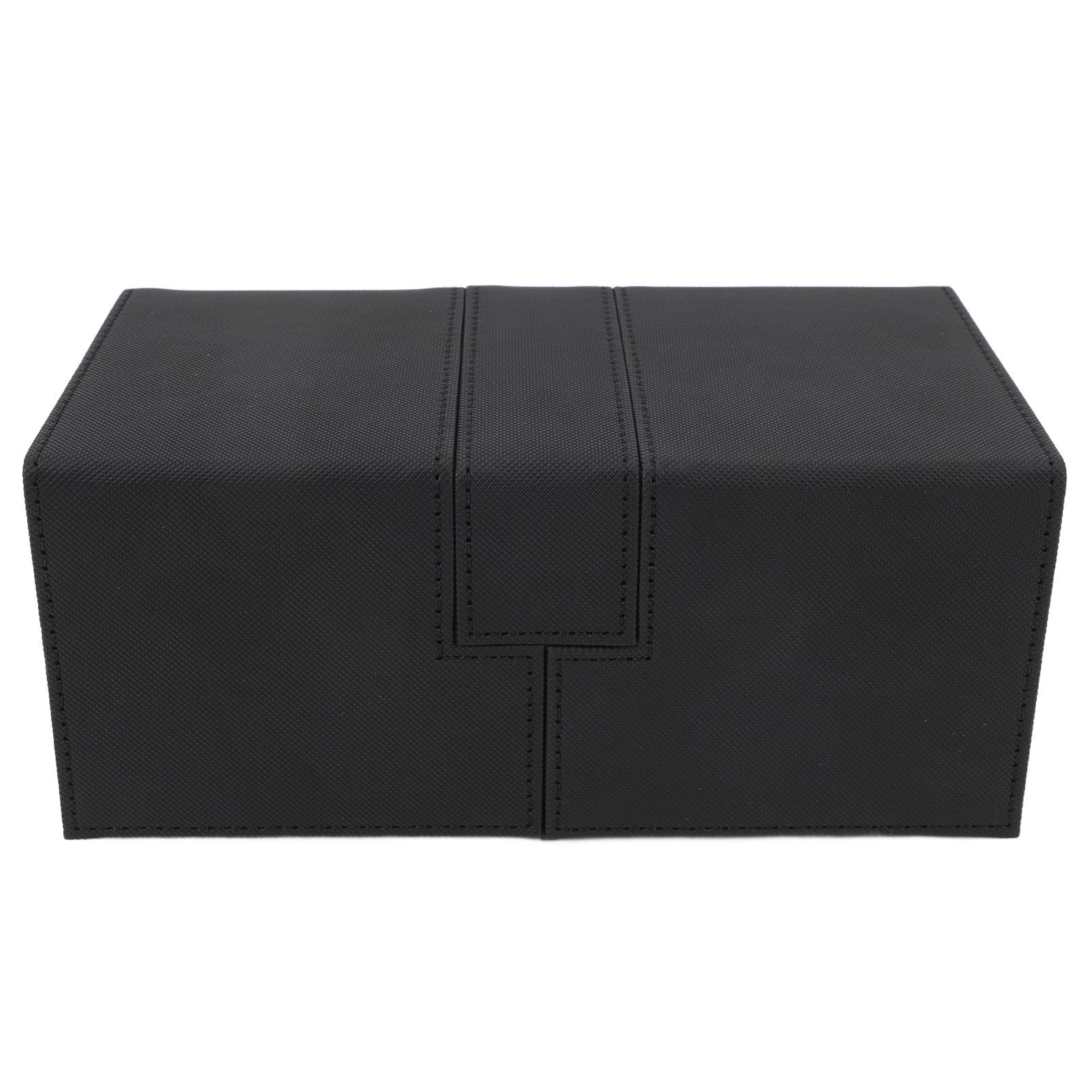Card Deck Box with 3 Drawers Large Capacity Magnetic Closure PU Leather Game Card Storage Box for Holding Over 200 Cards