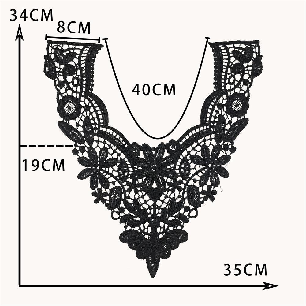 Ручная работа Черно-белая Полиэстеровая Кружевная Аппликация на Воротник