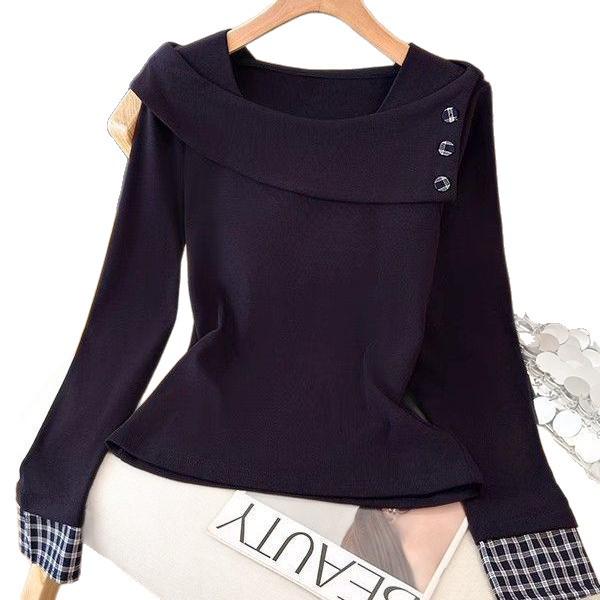 Women's Korean Style Slimming Thermal Long-Sleeve Casual T-Shirt, 2025 Autumn/Winter Collection
