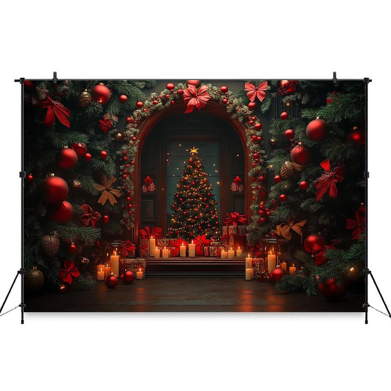 Mocsicka Christmas Tree Backdrop Photography Home Candle Wall Gift Decoration Background Props Studio Wallpaper Banner Photocall
