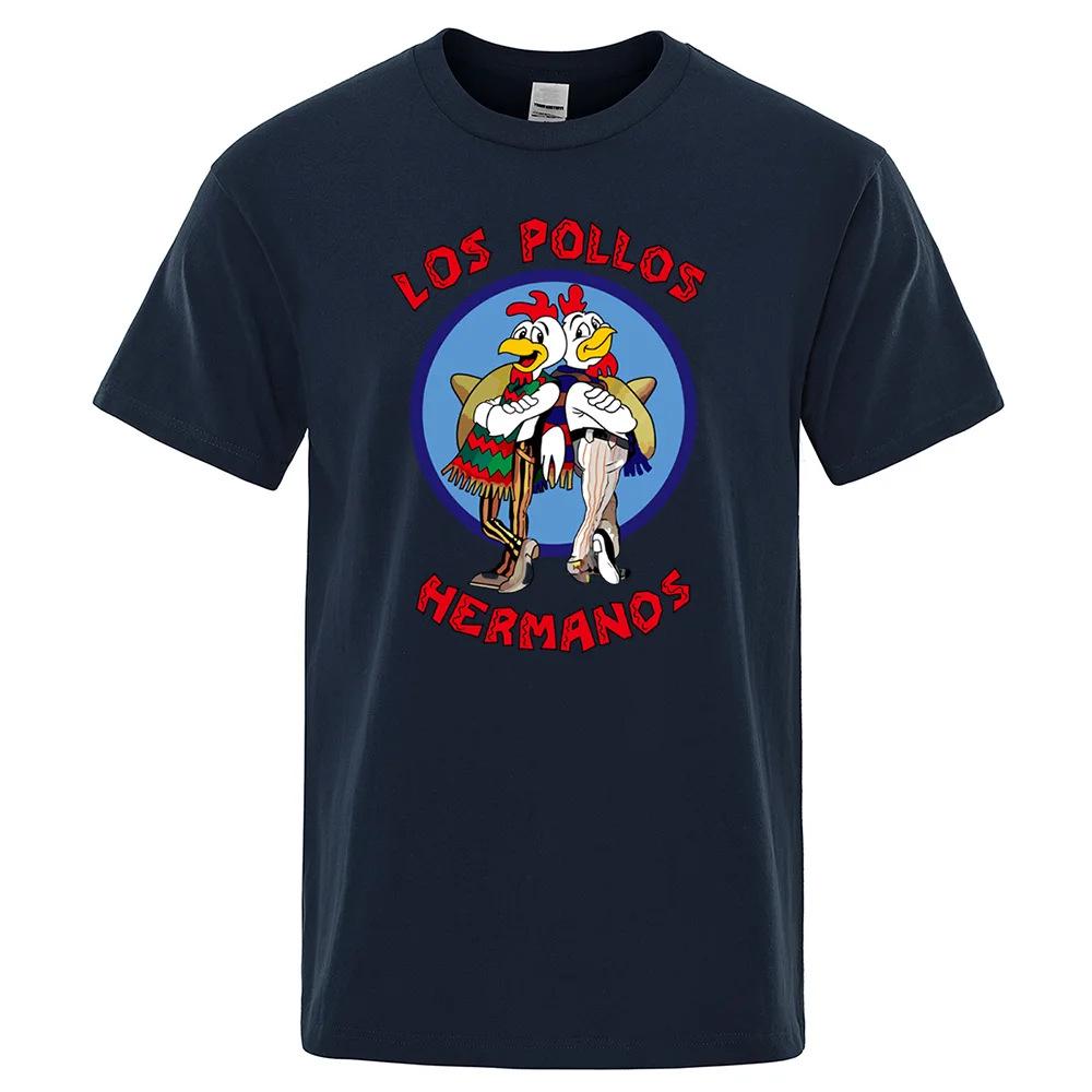 

*Los Pollos Hermanos* Мужская забавная футболка из хлопка для повседневной носки XXXL темно-синий