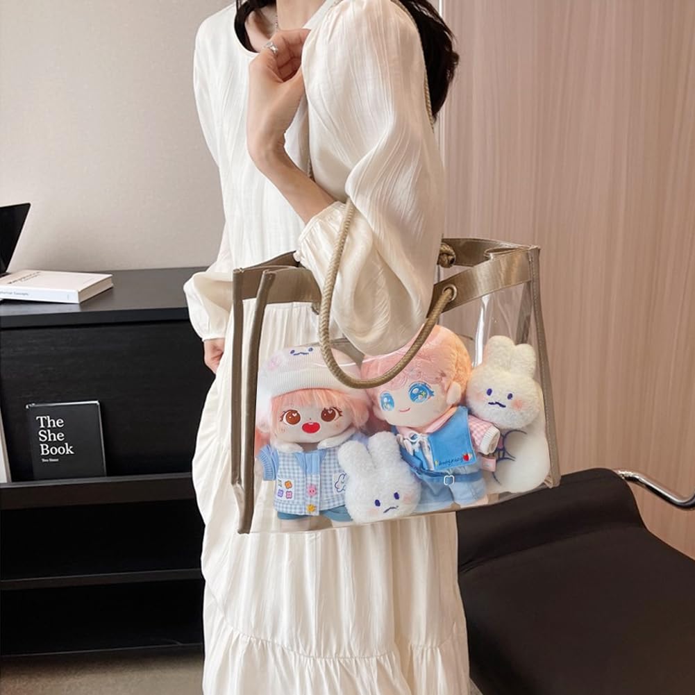 [YUYAKESHI] Clear Tote Bag, Transparent PVC, Large Capacity, Show-Off Bag, Shoulder Bag, Vinyl Bag, Large, Includes Pouch, Inner Bag, Ita-Bag