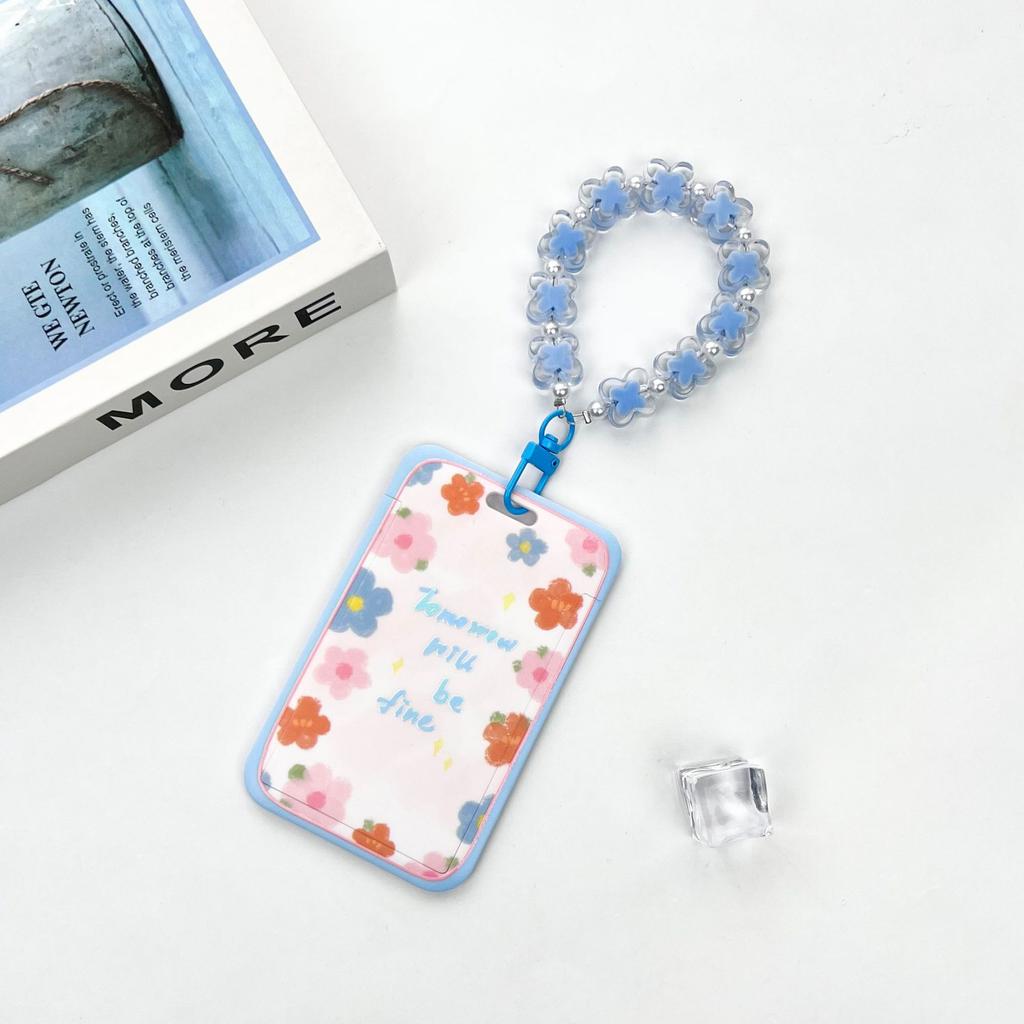 Ins Student Id Card Holder with Lanyard Slide Cover Transparent ABS School Card Cover Game Cards IC Card Protective Cover