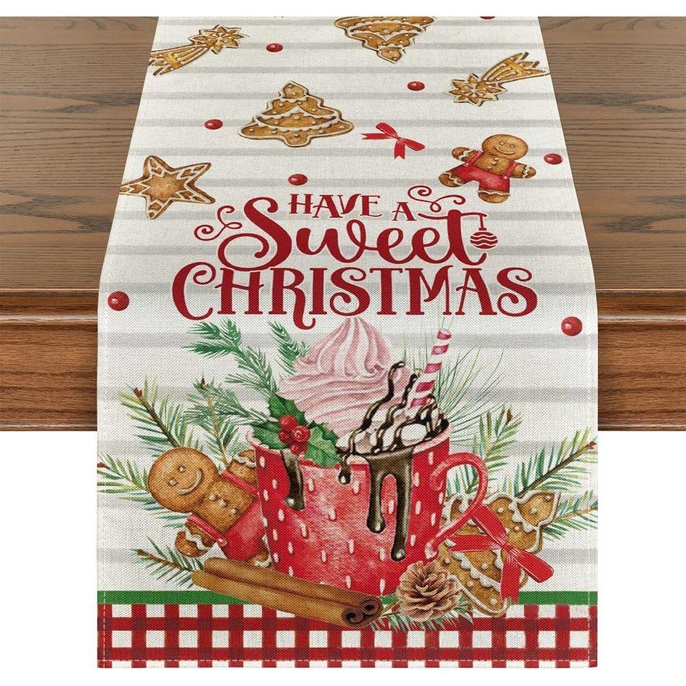 Merry Christmas Christmas Table Runner Faceless Gnome Snowman Table Cover  Home Party Decor
