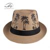 Summer Shade Sun Protection Beach Top Hat Ladies Coconut Tree Printed Jazz Hat Men's Encrypted Straw Breathable Hat