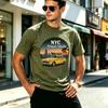 Vintage New York Taxi Skateboard T Shirt NYC City Skyline Graphic Tee Soft Cotton Casual Street Short Sleeve Shirt Daily Wear