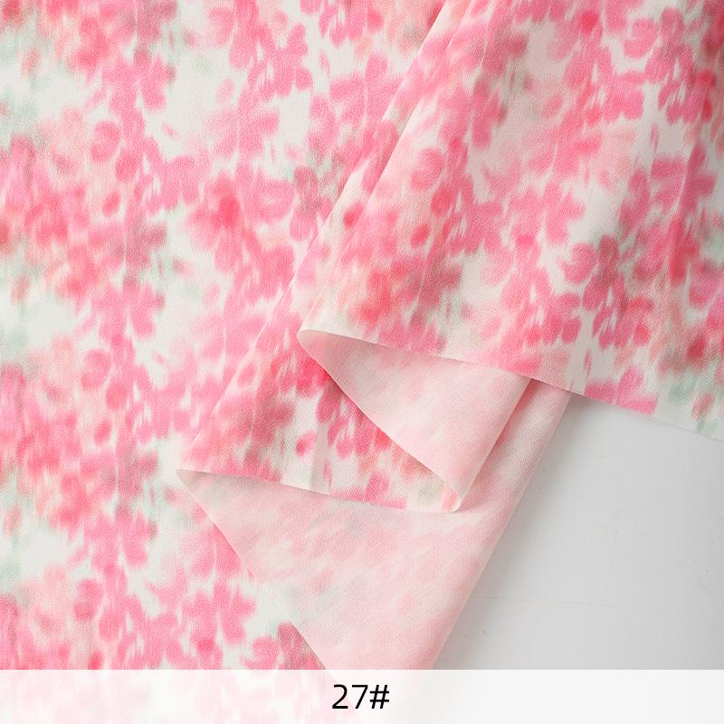 0,5 m/1 m/2 m Mjuk Rosmönstrad Chiffongtyg för Sömnad av Sommarklänningar, Skjortor, Sängkläder, Handgjorda DIY-Klädtyger TJ22839