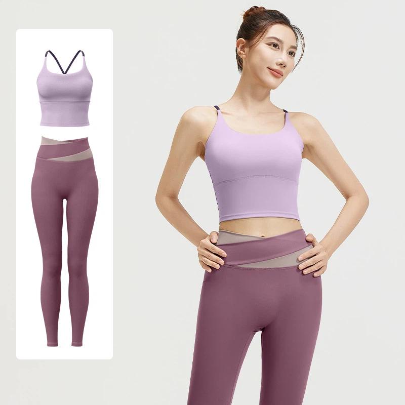 Szybkoschnący Oddychający Bezszwowy Wysokorozciągliwy Biustonosz Sportowy do Jogi Zestaw do Biegania dla Kobiet
