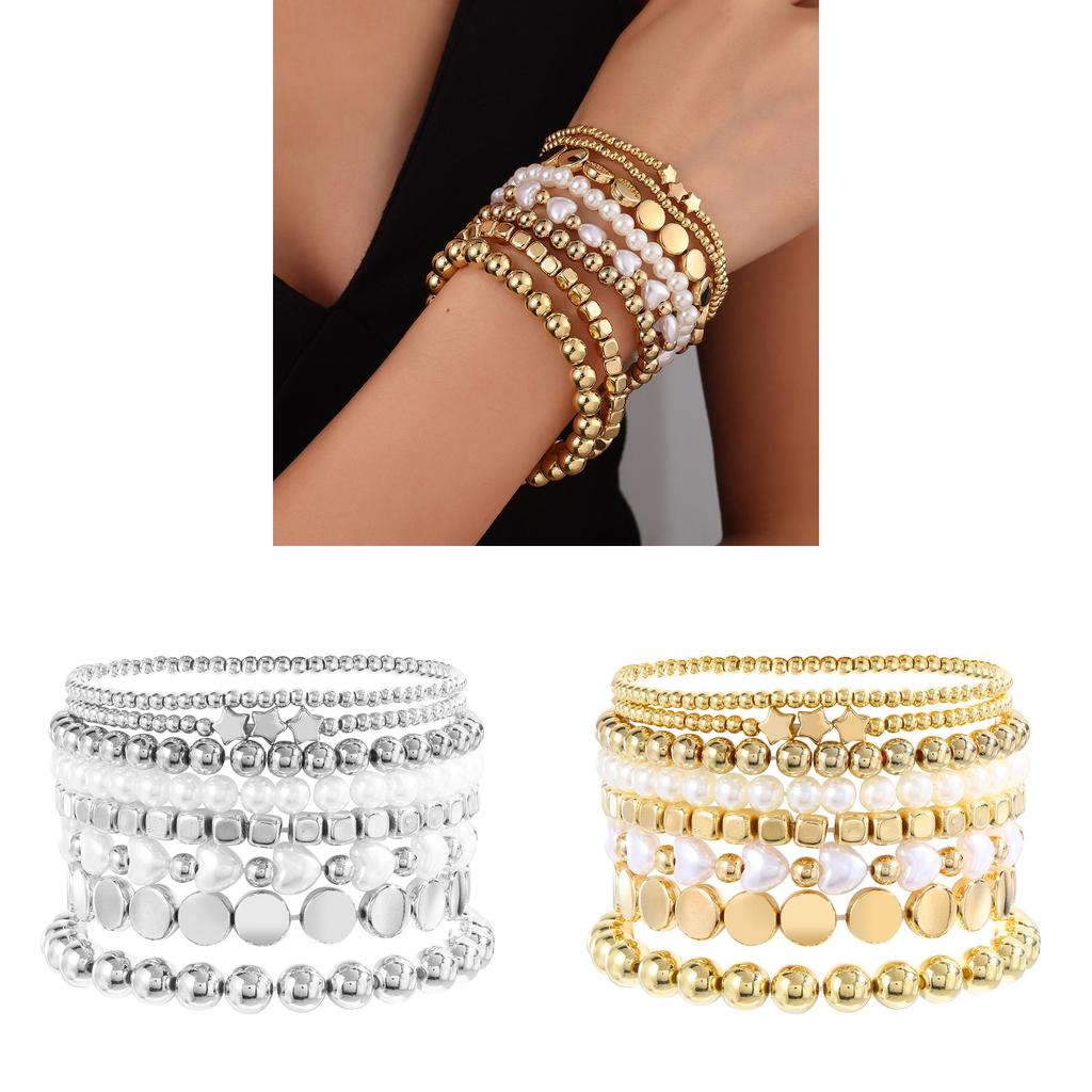 Bohemian Style Womens Multilayer Beaded Bracelet Set With Copper And Faux Pearl Design For Gift Giving