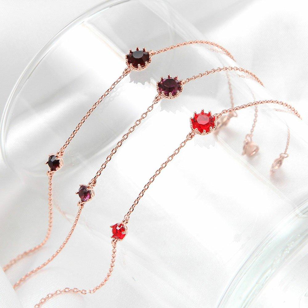 [Cricri] 14K Gp Birthstone Color Cubic Rose Gold Chain Bracelet (Choose 1 of 12)
