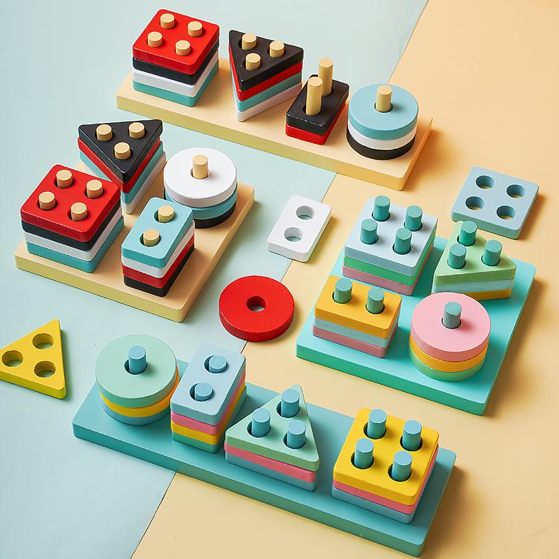 

Montessori Wooden Four-Column Shape and Color Recognition Toy for Toddlers