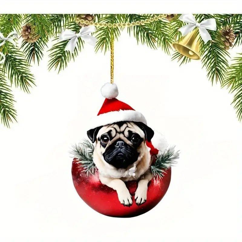 

Восхитительный акриловый подвес для автомобиля в виде собаки с цветком для радостного праздника и украшения дома 2