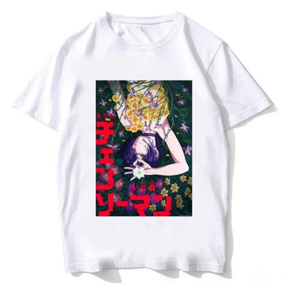 Chainsaw Man Reze Flower Scene Anime T-Shirt, Unisex Dark Fantasy Manga Streetwear Tee, 100% Cotton Casual Short Sleeve Top
