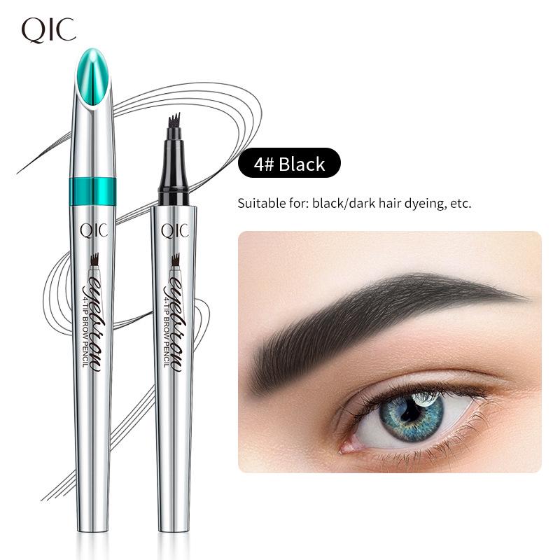 QIC Color Makeup Waterproof Liquid Eyebrow Pencil - Four-Prong Design