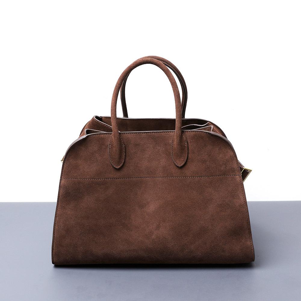 Leather Maillard Leather Velvet Top Tote Bag Women'S Large Capacity Cowhide Commuter Shoulder Bag