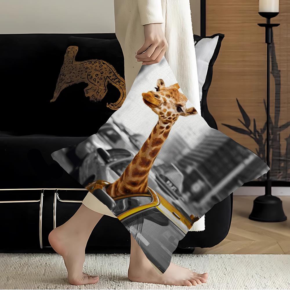 Giraffe Personalized Picture Text Home Decorative Pillows Household Gifts 45x45cm