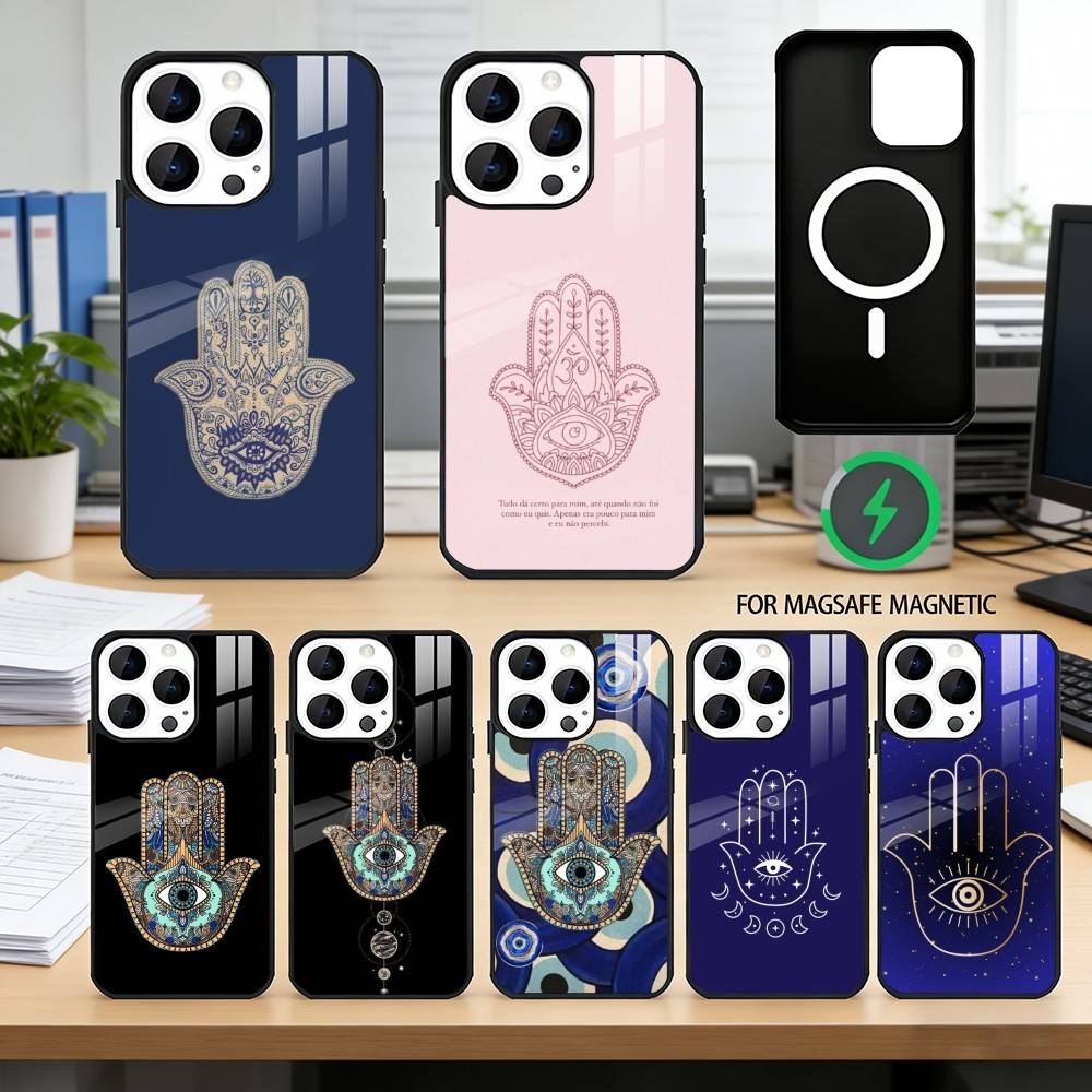 H-Hamsa H-Hand-D Phone Case For iPhone17,16,15,14,13,12,11 Plus,Pro Magnetic with Magsafe Wireless Charging