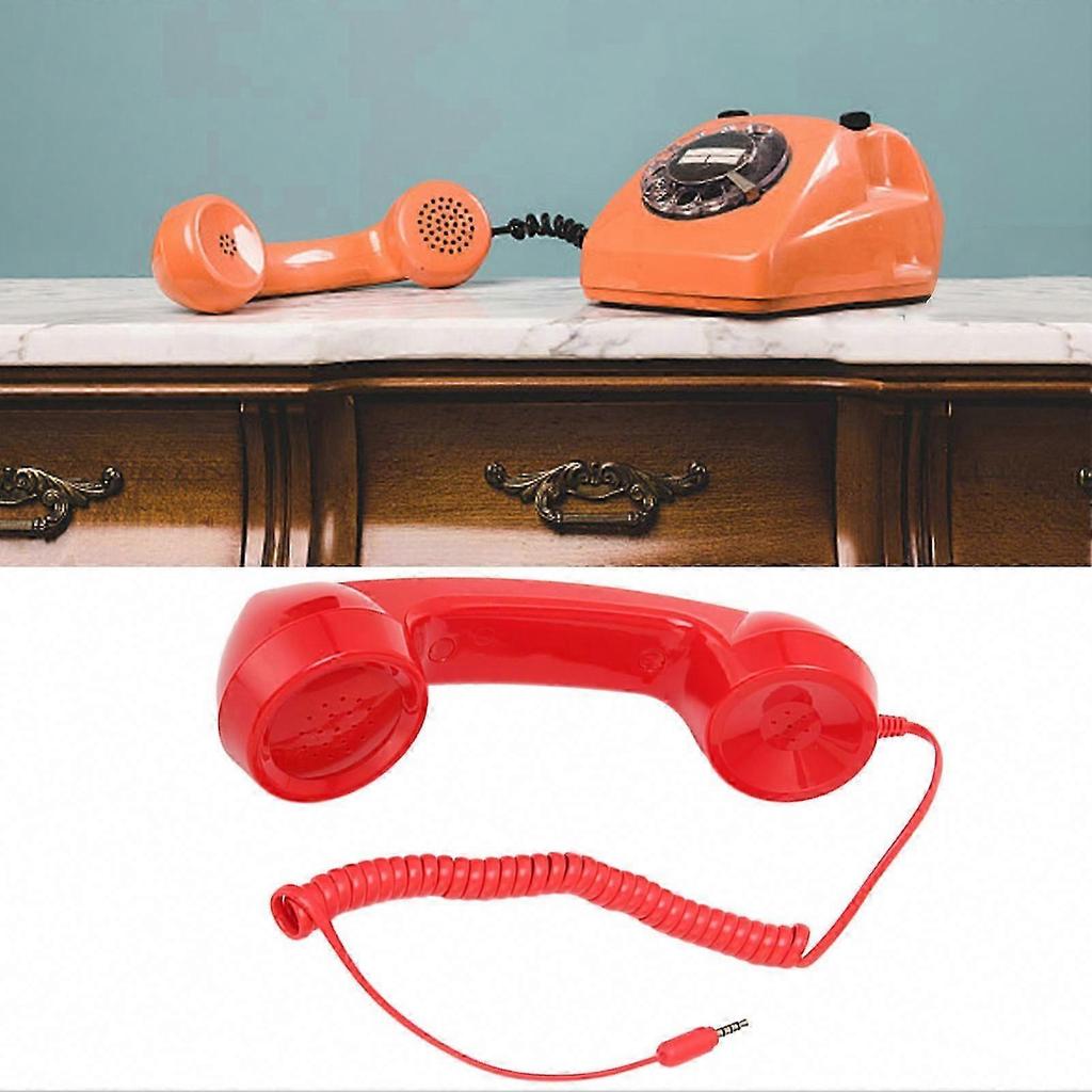 Retro-Telefonhörer für Mobil & Computer - Multifunktionaler strahlungsgeschützter Handempfänger in Rot