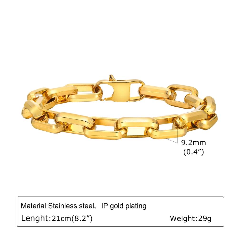 Hip Hop Trendy Punk Vintage Handmade Link Chain 316L Pvd Waterproof Stainless Steel Fashion Jewelry Bracelet for Men