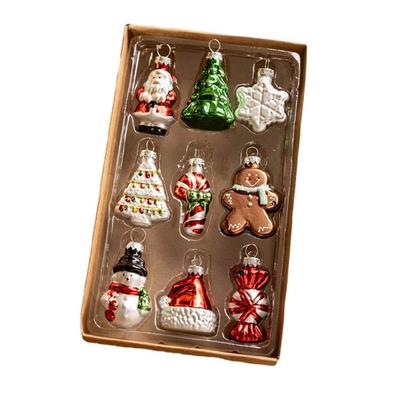 Festival Glass Ornament for Christmas Stylish Glass Christmas Ornament Handmade Tree Santa Snowflakes Hanging Pendant