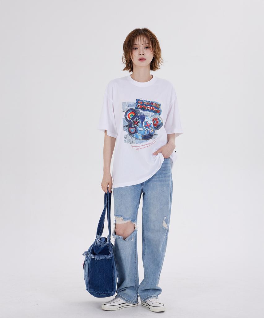 DYSFUNCT Denim Bears Remember T-Shirt(White)